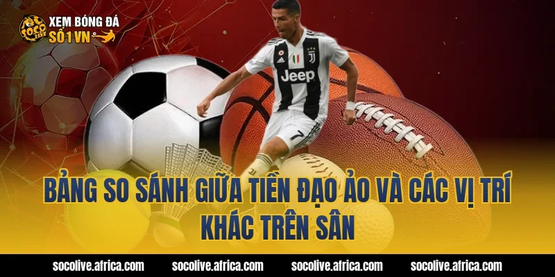 Bảng so sánh giữa tiền đạo ảo và các vị trí khác trên sân